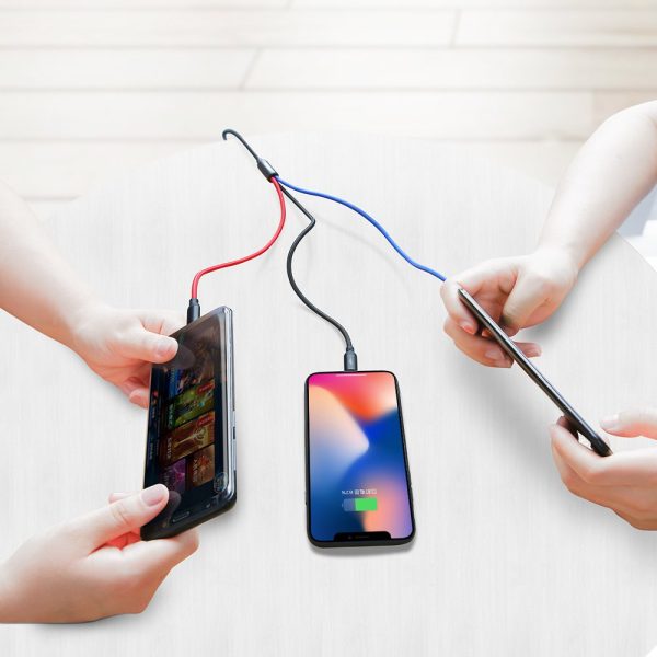 Izturīgs kabelis 3in1 USB microUSB iPhone Lightning USB-C 3,5A 1,2m melns