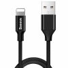 Izturīgs kabeļa kabelis materiālā pītā USB iPhone zibens 1
