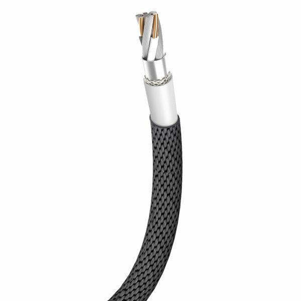Izturīgs kabeļa kabelis materiālā pītā USB iPhone zibens 1,2 m melnā krāsā