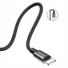 Izturīgs kabeļa kabelis materiālā pītā USB iPhone zibens 1,2 m melnā krāsā