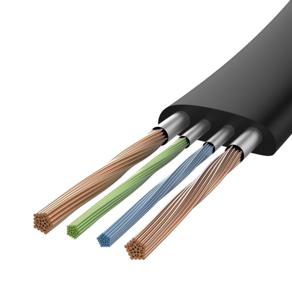 Plakans USB-C USB-C kabelis ar 2A 23 cm rokturi melns