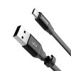 Plakans USB-C USB-C kabelis ar 2A 23 cm rokturi melns