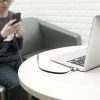 Plakans USB-C USB-C kabelis ar 2A 23 cm rokturi melns