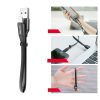 Plakanais kabelis USB iPhone zibens kabelis ar 2A 23 cm rokturi melns