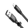 Plakanais kabelis USB iPhone zibens kabelis ar 2A 23 cm rokturi melns