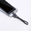 Plakanais kabelis USB iPhone zibens kabelis ar 2A 23 cm rokturi melns