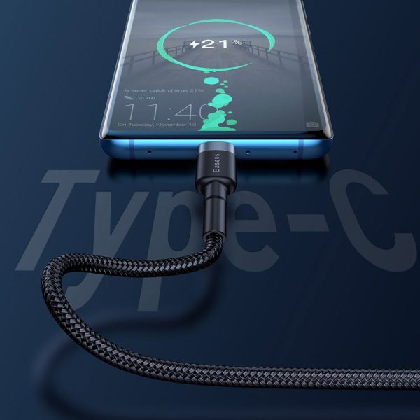 Izturīgs kabelis USB-C 40W USB-C ātrais lādiņš 3.0 QC 3,0 1m pelēks-melns