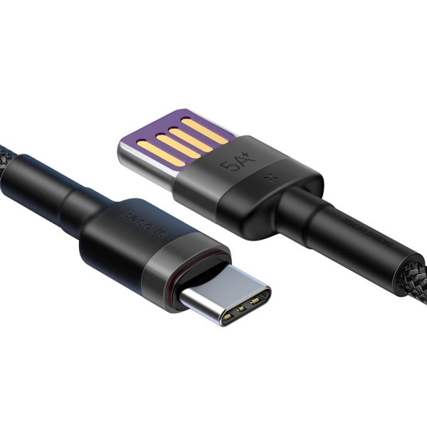 Izturīgs kabelis USB-C 40W USB-C ātrais lādiņš 3.0 QC 3,0 1m pelēks-melns