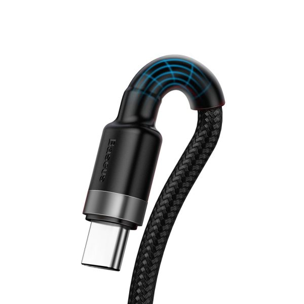 Izturīgs kabelis USB-C 40W USB-C ātrais lādiņš 3.0 QC 3,0 1m pelēks-melns