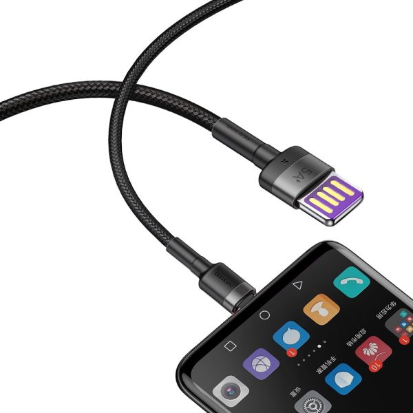 Izturīgs kabelis USB-C 40W USB-C ātrais lādiņš 3.0 QC 3,0 1m pelēks-melns