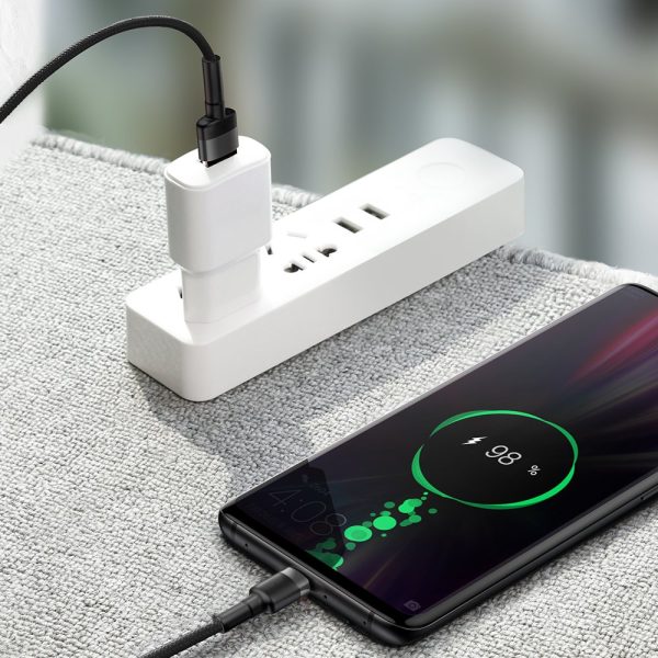 Izturīgs kabelis USB-C 40W USB-C ātrais lādiņš 3.0 QC 3,0 1m pelēks-melns