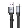 Vienkāršs plakans USB-C 5A 40W ātrs lādiņš 3.0 QC 3.0 23cm pelēks kabelis