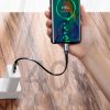 Vienkāršs plakans USB-C 5A 40W ātrs lādiņš 3.0 QC 3.0 23cm pelēks kabelis
