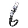 Vienkāršs plakans USB-C 5A 40W ātrs lādiņš 3.0 QC 3.0 23cm pelēks kabelis