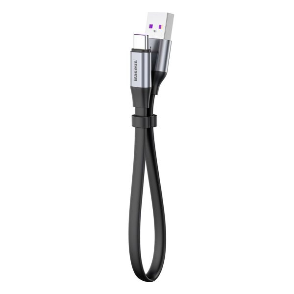 Vienkāršs plakans USB-C 5A 40W ātrs lādiņš 3.0 QC 3.0 23cm pelēks kabelis