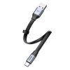 Vienkāršs plakans USB-C 5A 40W ātrs lādiņš 3.0 QC 3.0 23cm pelēks kabelis
