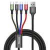 Kabelis USB Cable 4in1 iPhone Lightning 2 X USB-C MicroUSB neilonā pīt 3