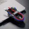 Kabelis USB Cable 4in1 iPhone Lightning 2 X USB-C MicroUSB neilonā pīt 3,5A 1,2 m melns
