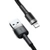 Izturīgs neilona kabeļa USB kabelis iPhone Lightning QC3.0 2A 3m melns un pelēks