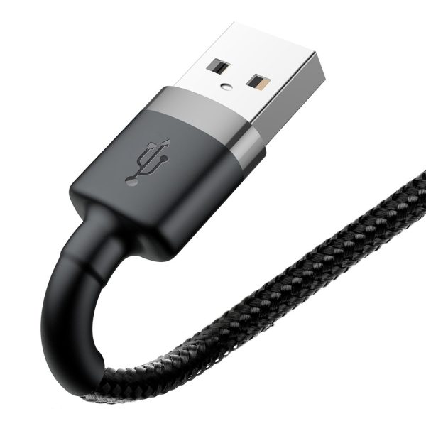 Izturīgs neilona kabeļa USB kabelis iPhone Lightning QC3.0 2A 3m melns un pelēks