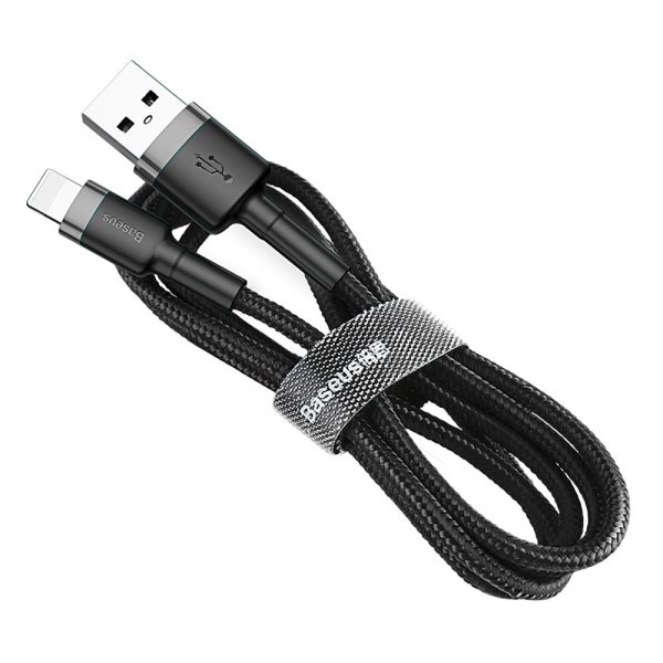 Izturīgs neilona kabeļa USB kabelis iPhone Lightning QC3.0 2A 3m melns un pelēks