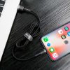 Izturīgs neilona kabeļa USB kabelis iPhone Lightning QC3.0 2A 3m melns un pelēks