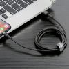 Izturīgs neilona kabeļa USB kabelis iPhone Lightning QC3.0 2A 3m melns un pelēks