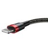 Izturīgs neilona kabeļa USB kabelis iPhone Lightning QC3.0 2A 3m melns un sarkanais