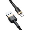 Izturīgs neilona kabeļa USB kabelis iPhone Lightning QC3.0 2A 3M melns un zelts