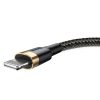 Izturīgs neilona kabeļa USB kabelis iPhone Lightning QC3.0 2A 3M melns un zelts