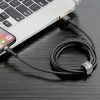 Izturīgs neilona kabeļa USB kabelis iPhone Lightning QC3.0 2A 3M melns un zelts