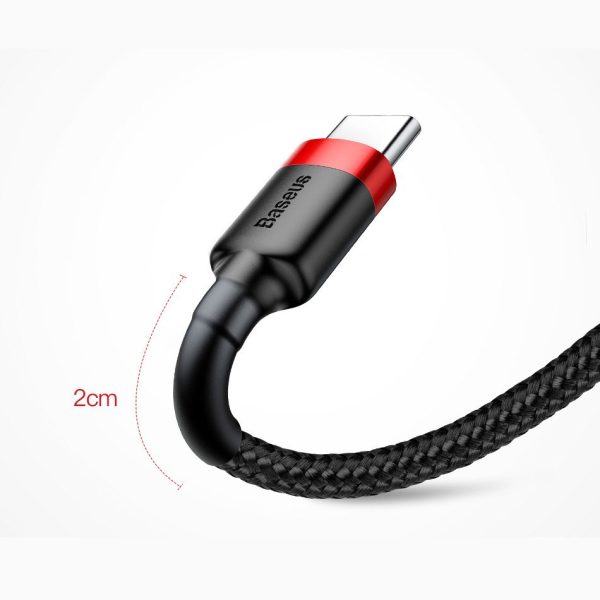 Izturīgs neilona kabelis USB-C 2A 3M melns un pelēks kabelis