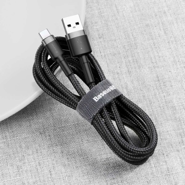 Izturīgs neilona kabelis USB-C 2A 3M melns un pelēks kabelis