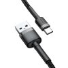 Izturīgs neilona kabelis USB-C 2A 3M melns un pelēks kabelis