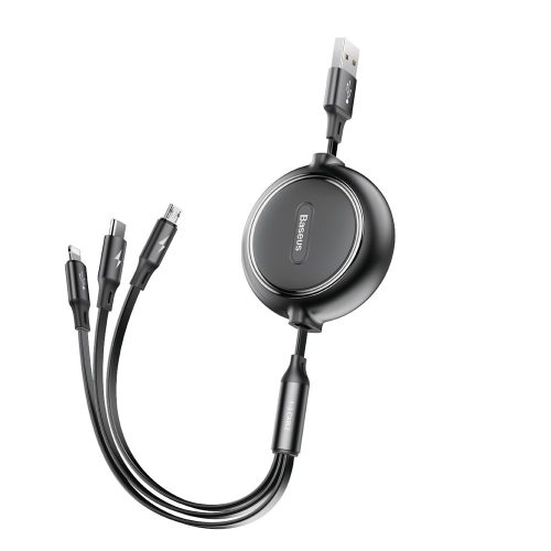 Izstrādāts kabelis 3in1 USB microUSB iPhone Lightning USB-C 3
