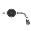 Izstrādāts kabelis 3in1 USB microUSB iPhone Lightning USB-C 3,5A 35cm 120cm melns