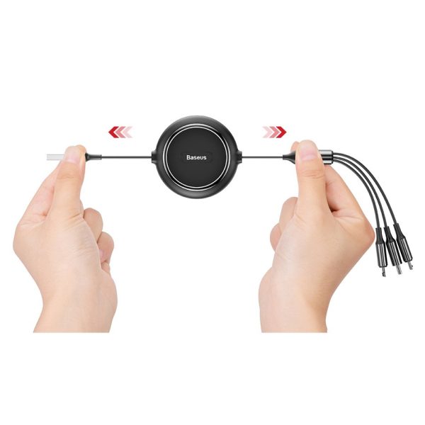 Izstrādāts kabelis 3in1 USB microUSB iPhone Lightning USB-C 3,5A 35cm 120cm melns