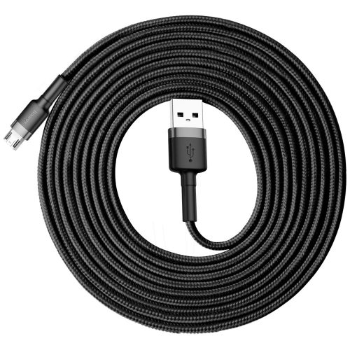 Izturīgs neilona kabelis USB microUSB 2A 3M melnā pelējuma kabelis