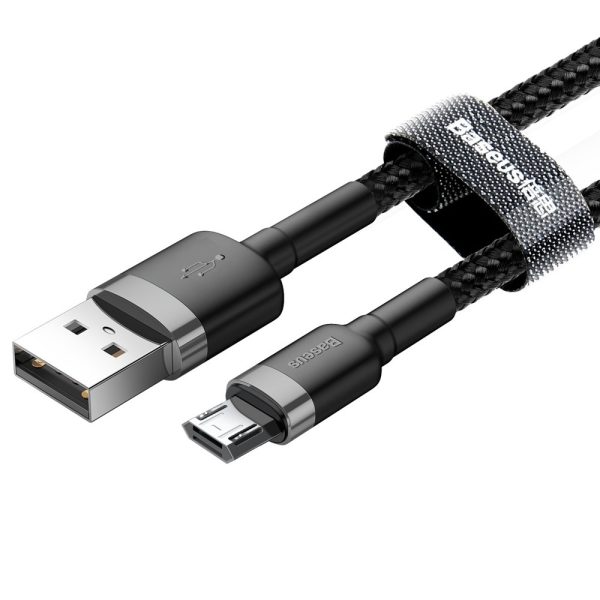 Izturīgs neilona kabelis USB microUSB 2A 3M melnā pelējuma kabelis