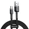 Izturīgs neilona kabelis USB microUSB 2A 3M melnā pelējuma kabelis