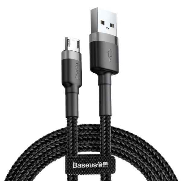 Izturīgs neilona kabelis USB microUSB 2A 3M melnā pelējuma kabelis