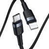 Izturīgs neilona kabelis USB-C PD PD iPhone Lightning 18W QC3.0 1M melnais pelējums