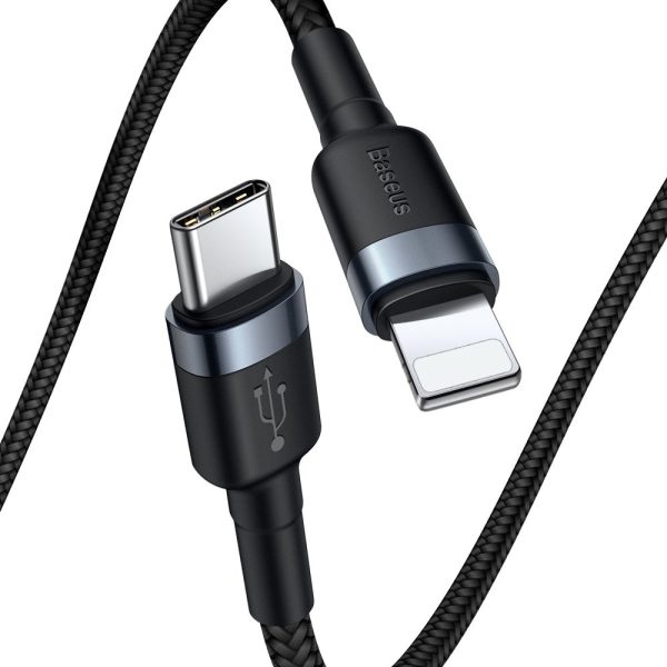 Izturīgs neilona kabelis USB-C PD PD iPhone Lightning 18W QC3.0 1M melnais pelējums