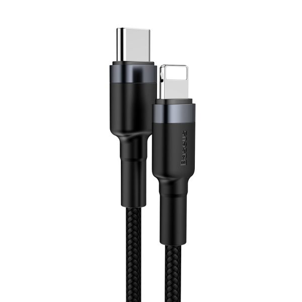 Izturīgs neilona kabelis USB-C PD PD iPhone Lightning 18W QC3.0 1M melnais pelējums