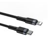 Izturīgs neilona kabelis USB-C PD PD iPhone Lightning 18W QC3.0 1M melnais pelējums