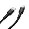 Izturīgs neilona kabelis USB-C PD PD iPhone Lightning 18W QC3.0 1M melnais pelējums