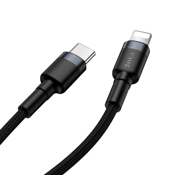 Izturīgs neilona kabelis USB-C PD PD iPhone Lightning 18W QC3.0 1M melnais pelējums