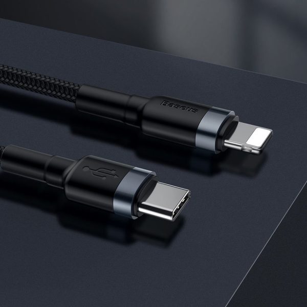 Izturīgs neilona kabelis USB-C PD PD iPhone Lightning 18W QC3.0 1M melnais pelējums