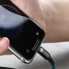 Izturīgs neilona kabelis USB-C PD PD iPhone Lightning 18W QC3.0 1M melnais pelējums