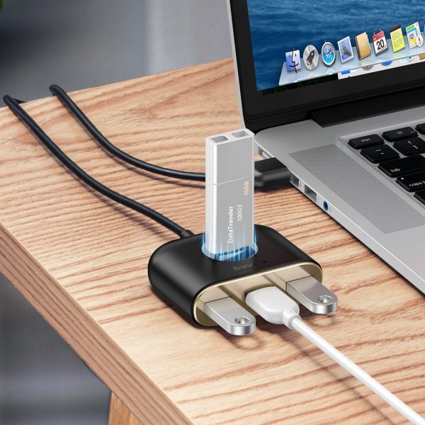 Adaptera adaptera centrs 4W1 USB USB3.0 adapteris USB3.0*1+USB2.0*3 1M Black